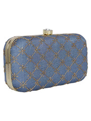 Web Sequines Embroidered Faux Silk Clutch