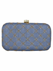 Web Sequines Embroidered Faux Silk Clutch
