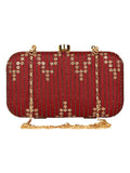 Web Textured Sequined Faux Silk Clutch