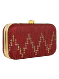 Web Textured Sequined Faux Silk Clutch