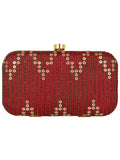 Web Textured Sequined Faux Silk Clutch