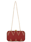Web Textured Sequined Faux Silk Clutch