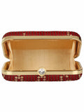 Web Textured Sequined Faux Silk Clutch