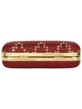 Web Textured Sequined Faux Silk Clutch
