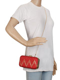 Web Textured Sequined Faux Silk Clutch