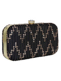 Web Textured Sequined Faux Silk Clutch