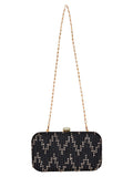 Web Textured Sequined Faux Silk Clutch