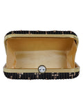 Web Textured Sequined Faux Silk Clutch