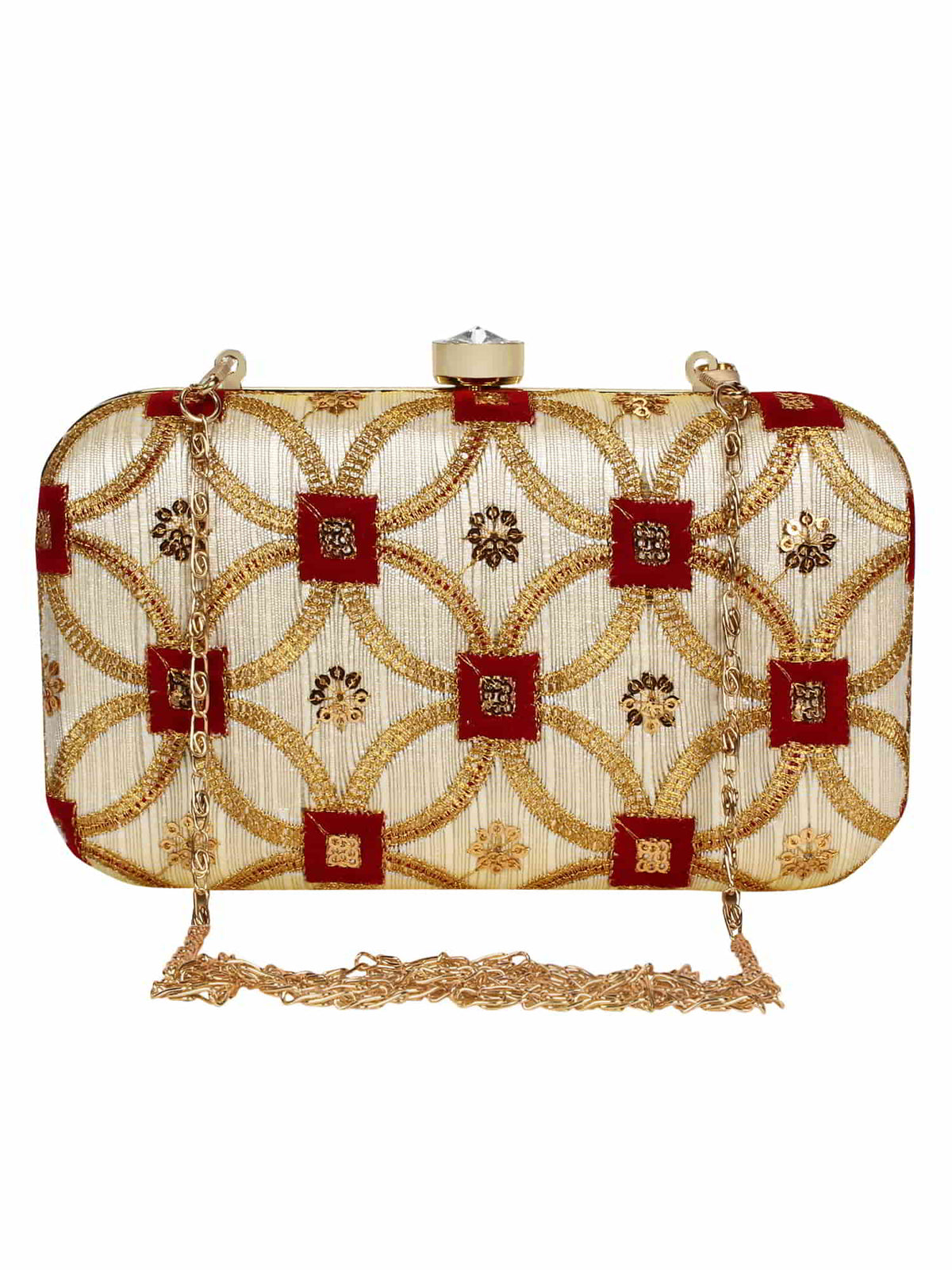 Tulle Sequines Embroidered Faux Silk Clutch