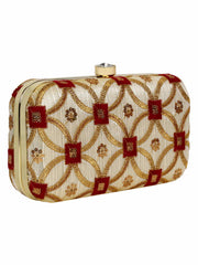 Tulle Sequines Embroidered Faux Silk Clutch
