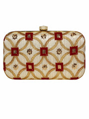 Tulle Sequines Embroidered Faux Silk Clutch