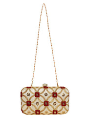 Tulle Sequines Embroidered Faux Silk Clutch