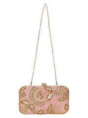 Adorn Embellished Faux Silk Clutch