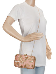 Adorn Embellished Faux Silk Clutch
