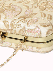 Tulle Sequines Embroidered Faux Silk Clutch