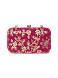 Tulle Sequines Embroidered Velvet Clutch