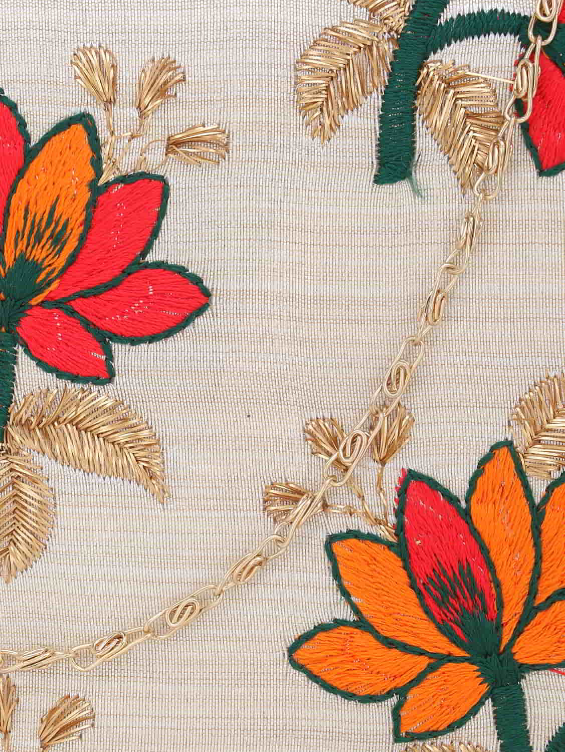 Vista Floral Embroidered Faux Silk Clutch