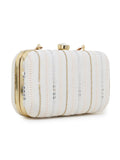 Tulle Striped Embellished Faux Silk Clutch