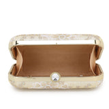 Tulle Embellished Emroidered Faux Silk Clutch