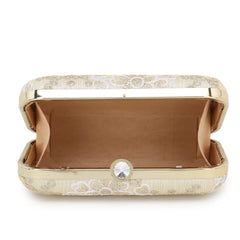 Tulle Embellished Emroidered Faux Silk Clutch