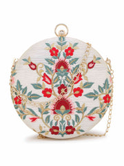 Gala Floral Emroidered Faux Silk Clutch