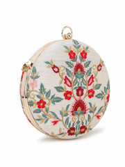 Gala Floral Emroidered Faux Silk Clutch