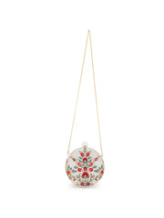 Gala Floral Emroidered Faux Silk Clutch