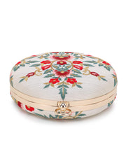 Gala Floral Emroidered Faux Silk Clutch