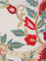 Gala Floral Emroidered Faux Silk Clutch