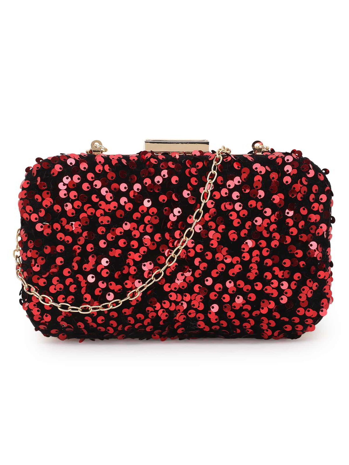 Quill Velvet Sequined Box Clutch