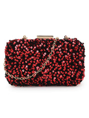 Quill Velvet Sequined Box Clutch