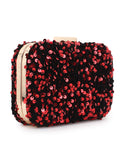 Quill Velvet Sequined Box Clutch