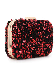 Quill Velvet Sequined Box Clutch