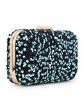 Quill Velvet Sequined Box Clutch