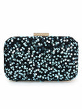 Quill Velvet Sequined Box Clutch