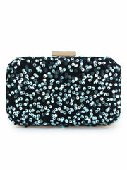 Quill Velvet Sequined Box Clutch