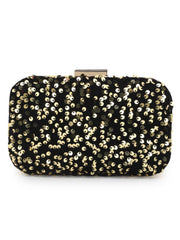 Quill Velvet Sequined Box Clutch