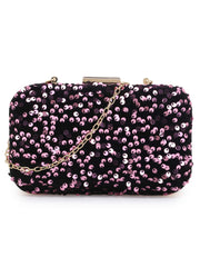Quill Velvet Sequined Box Clutch