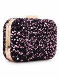 Quill Velvet Sequined Box Clutch