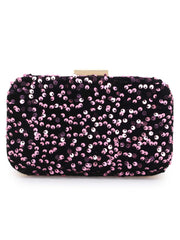 Quill Velvet Sequined Box Clutch