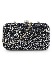 Quill Velvet Sequined Box Clutch