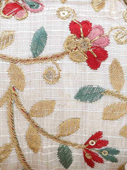 Lotus Faux Silk Floral Embroidered Potli