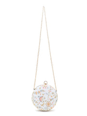 Gala Faux Silk Floral Embroidered Round Clutch
