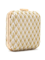 Vista Faux Silk Zari Embroidered Square Clutch
