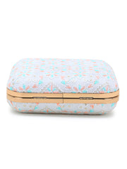 Vista Faux Silk Floral Embroidered Square Clutch