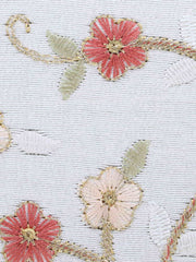 Gala Faux Silk Floral Embroidered Round Clutch