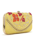 Gaud Floral Embellished Faux Silk Clutch