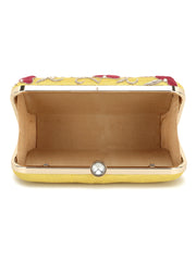 Gaud Floral Embellished Faux Silk Clutch