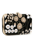 Gaud Floral Embellished Velvet Clutch