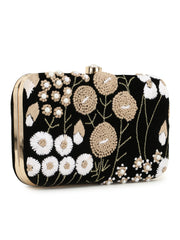 Gaud Floral Embellished Velvet Clutch